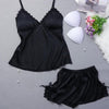 VLENATLNO Ladies Sexy Silk Satin Pajama Set Sleeveless Pyjamas Femme V-neck Sleep Set Lace Pijama Set Summer Sleepwear For Women