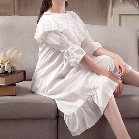 New Arrival Vintage Nightgowns Sleepshirts Elegant Lady Dresses Princess Sleepwear Solid Home Dress Lace Sleep & Lounge #H182