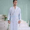 Bamboo fiber bathrobe men nightgown  XL women sleepwear girls boys fleece lovers long soft blue spring summer autumn