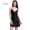 Fiklyc brand sexy women nightwear mini nightgowns tempatation deep v straps skirts free shipping summer faux silk sleepwear hot