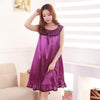 Plus Size XL,XXL,3XL Summer Sexy Female Lounge Sleepwear Long Design Loose Female Ice Silk Lace Princess Palace White Nightgown
