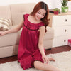 Plus Size XL,XXL,3XL Summer Sexy Female Lounge Sleepwear Long Design Loose Female Ice Silk Lace Princess Palace White Nightgown