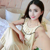 Plus Size XL,XXL,3XL Summer Sexy Female Lounge Sleepwear Long Design Loose Female Ice Silk Lace Princess Palace White Nightgown