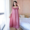 Plus Size XL,XXL,3XL Summer Sexy Female Lounge Sleepwear Long Design Loose Female Ice Silk Lace Princess Palace White Nightgown