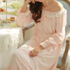 New Arrivals Vintage Nightgowns Sleepshirts Soft Home Dress Lace Sleepwear Solid Sleep & Lounge Cotton Nightgown female # H100