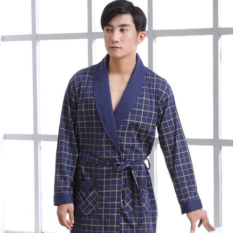 Sexy Mens Robe 100% Cotton Bathrobe Spring Autumn Nightgown Loungewear Long-sleeve Kimono XL,2XL,3XL,4XL Plus Size __4 Styles
