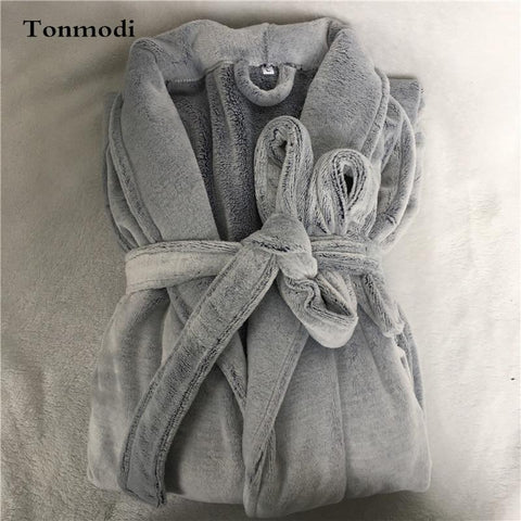 Men's robe winter Thickened flannel Lace robe service High quality gowns Men