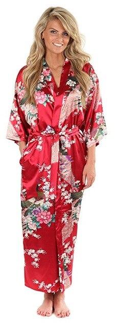 RB015 Satin Robes for Brides Wedding Robe Sleepwear Silk Pijama Casual Bathrobe Animal Rayon Long Nightgown Women Kimono XXXL