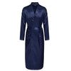 Chinese Men's Navy Blue Satin Robe With Belt Kimono Bathrobe Gown Nightgown Sleepwear Home Leisure Pajamas S M L XL XXL 20701
