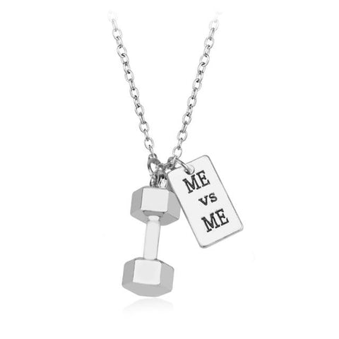 Dumbbell "I KNOW WHAT I WILL BECOME" Weight Plate Kettlebell Me Fitness Bodybuilding Charm PATIENCE Pendants Necklace