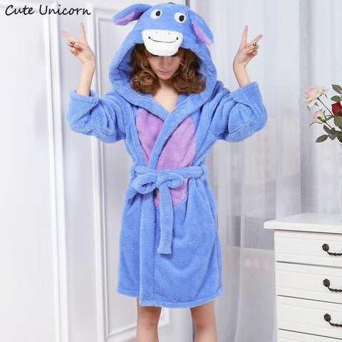 Cute Unicorn Unisex Donkey Nightgown Cartoon Robes men women Gown Long Sexy robe Animal Sleep Robe femme homewear Bathrobe