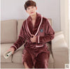 Autumn winter sleepwear thick flannel robe men coral fleece bathrobe male plus size long-sleeve couples long nightgown
