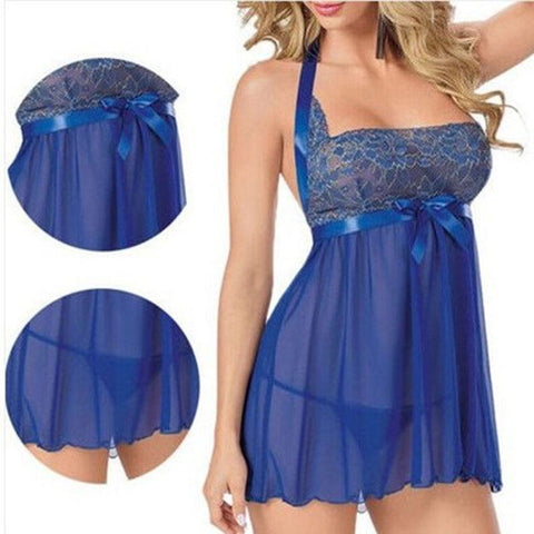 Lace NightGowns Sexy Lingerie Hot Erotic Underwear Women Halter Chemise Sleepwear Dress NightWear Plus Size M XL XXL XXXL 5XL