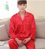 Spring autumn male sleepwear men silk pajama sets long-sleeve pajamas thin lounge nightgown brand fashion casual