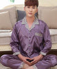 Spring autumn male sleepwear men silk pajama sets long-sleeve pajamas thin lounge nightgown brand fashion casual