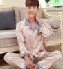 Spring autumn male sleepwear men silk pajama sets long-sleeve pajamas thin lounge nightgown brand fashion casual