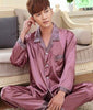 Spring autumn male sleepwear men silk pajama sets long-sleeve pajamas thin lounge nightgown brand fashion casual