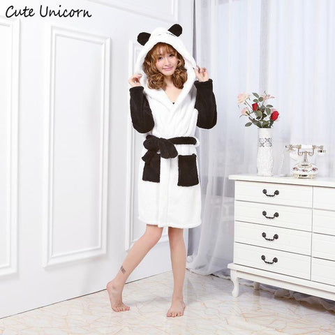 Cute Unicorn unisex Panda Gown Cartoon Robes for women Long Sexy robe Animal Sleep Robe homewear Bathrobe Women Nightgown