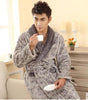 winter autumn men flannel robe long thick coral fleece bathrobe plus size male sleepwear nightgown