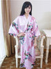 Pink Wedding Bride Bridesmaid Floral Robe Satin Rayon Bathrobe Nightgown Women Kimono Yukata Long Sleepwear Nightwear JA29