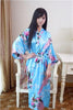 Pink Wedding Bride Bridesmaid Floral Robe Satin Rayon Bathrobe Nightgown Women Kimono Yukata Long Sleepwear Nightwear JA29