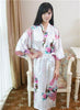 Pink Wedding Bride Bridesmaid Floral Robe Satin Rayon Bathrobe Nightgown Women Kimono Yukata Long Sleepwear Nightwear JA29