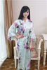 Pink Wedding Bride Bridesmaid Floral Robe Satin Rayon Bathrobe Nightgown Women Kimono Yukata Long Sleepwear Nightwear JA29
