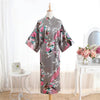 Pink Wedding Bride Bridesmaid Floral Robe Satin Rayon Bathrobe Nightgown Women Kimono Yukata Long Sleepwear Nightwear JA29
