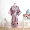 Pink Wedding Bride Bridesmaid Floral Robe Satin Rayon Bathrobe Nightgown Women Kimono Yukata Long Sleepwear Nightwear JA29