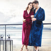Men and Women Spring and Autumn Luxury Velvet Classic Shawl Collar Chest Suit Medium-Long Robe Nightgown Sleepwear Gown