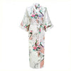 White Chinese Female Sexy V-neck Robes Rayon Silk Sleepwear Long Printed Nightgown Wedding Bride Robe Plus Size S To XXXL NR026