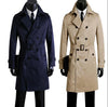 Men's clothing plus size spring  autumn men's long trench coats design commercial double breasted coat outerwear blue fashion