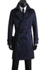 Men's clothing plus size spring  autumn men's long trench coats design commercial double breasted coat outerwear blue fashion