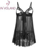 IN'VOLAND Plus Size Women Sexy Lingerie Dress Sleepwear 4XL Cupless Ruffled Sheer Babydoll Set Nightgowns Sleepshirt With Thongs