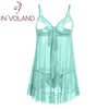 IN'VOLAND Plus Size Women Sexy Lingerie Dress Sleepwear 4XL Cupless Ruffled Sheer Babydoll Set Nightgowns Sleepshirt With Thongs