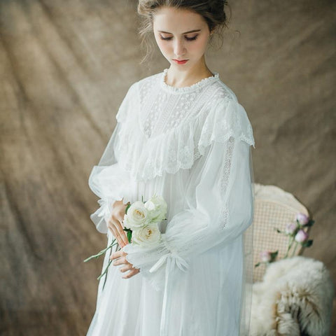 Vintage Nightgown Women Sleepwear Princess Queen Dress Nightgown