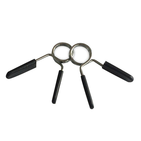 2Pcs high quality Solid steel 25mm Barbell Gym Weight Bar Dumbbell Lock Clamp Spring Collar Clips comfortable Rubber Grip Handle