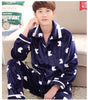 winter autumn plus size flannel pajamas thick men coral fleece pajama sets sleepwear long-sleeve long male nightgown lounge set