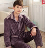 winter autumn plus size flannel pajamas thick men coral fleece pajama sets sleepwear long-sleeve long male nightgown lounge set