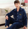 winter autumn plus size flannel pajamas thick men coral fleece pajama sets sleepwear long-sleeve long male nightgown lounge set