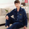 winter autumn plus size flannel pajamas thick men coral fleece pajama sets sleepwear long-sleeve long male nightgown lounge set
