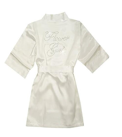Fashion Kid Flower Girl Wedding Party Mini Bride Bridal Satin Solid Bath Robe Yukata Rayon Silk Sexy Sleepwear Children Dressin