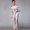 SSH005 New Fashion Men Pajamas Satin Silk Long Sleeves Pants 2PCS Pajama Set Spring Autumn High Quality Nightgown Male Sleepwear