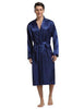 New Black Men Satin Rayon Robe Gown Solid Color Kimono Bath Nightwear Lounge Casual Male Nightgown Sleepwear Home Wear