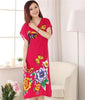 Royal Blue Butterfly Women's Cotton Robe Summer Casual Home Dress Gown V-Neck Nightgown Sleepwear Long Bathrobe One Size WR082