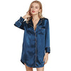 Women Satin Nightgowns Sleepshirts 2018 Sexy Long Sleeve Silk Sleep Shirt Dress Casual Woman Vintage Sleepwear Dress