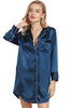 Women Satin Nightgowns Sleepshirts 2018 Sexy Long Sleeve Silk Sleep Shirt Dress Casual Woman Vintage Sleepwear Dress