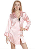Women Satin Nightgowns Sleepshirts 2018 Sexy Long Sleeve Silk Sleep Shirt Dress Casual Woman Vintage Sleepwear Dress
