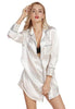 Women Satin Nightgowns Sleepshirts 2018 Sexy Long Sleeve Silk Sleep Shirt Dress Casual Woman Vintage Sleepwear Dress
