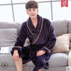 Autumn winter thick flannel robe men coral fleece bathrobe male plus size sleepwear long-sleeve couples nightgown long thick
